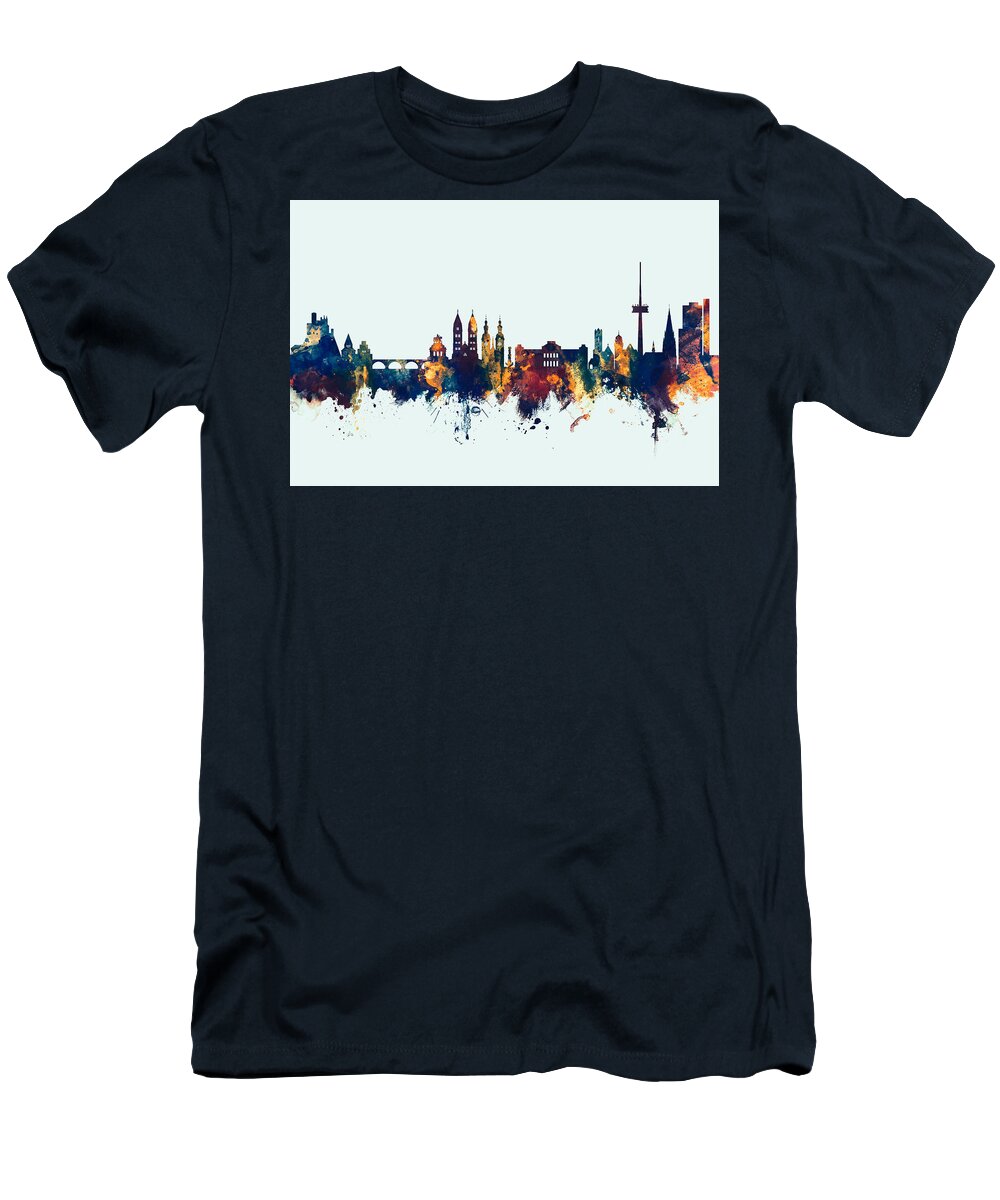 Koblenz T-Shirt featuring the digital art Koblenz Germany Skyline #1 by Michael Tompsett