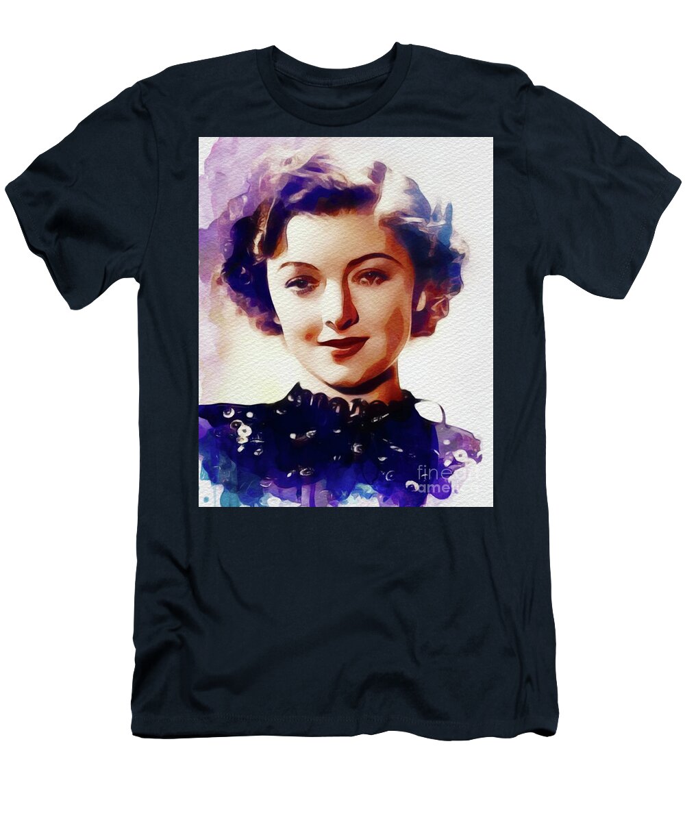 Myrna T-Shirt featuring the painting Myrna Loy, Hollywood Legend #1 by Esoterica Art Agency