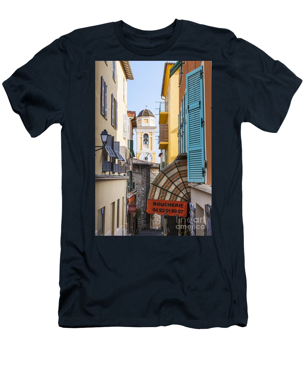 Villefranche-sur-mer T-Shirt featuring the photograph Old town in Villefranche-sur-Mer 2 by Elena Elisseeva