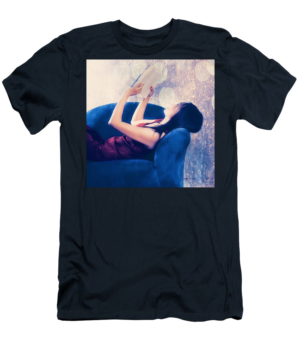 Woman T-Shirt featuring the photograph Reading #1 by Joana Kruse