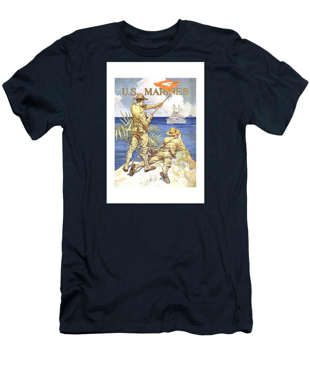 Marines T-Shirt featuring the painting US Marines - WW1 by War Is Hell Store