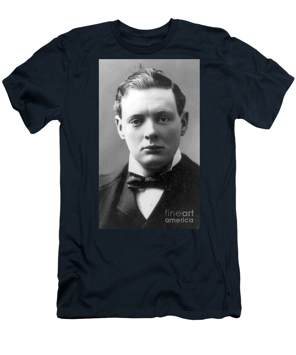 Winston Churchill T-Shirt featuring the photograph Young Winston Churchill by English School