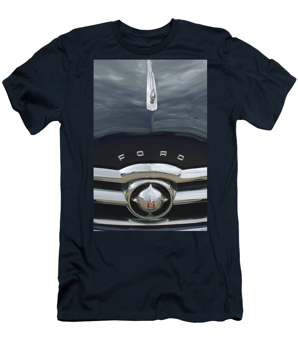 1949 Ford T-Shirt featuring the photograph 1949 Ford Hood Ornament 4 by Jill Reger