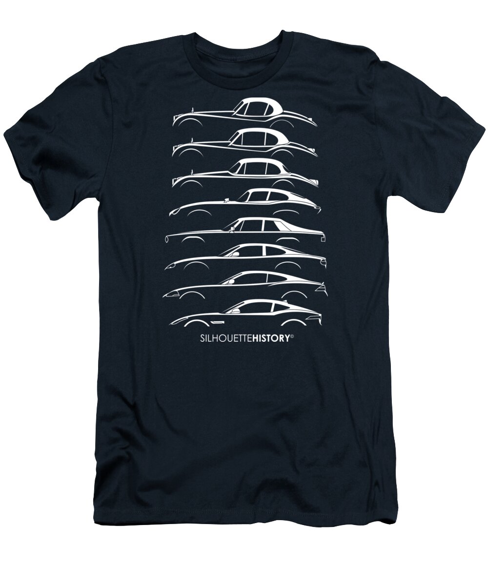 Sports Cars T-Shirt featuring the digital art Big Cat Coupe SilhouetteHistory #2 by Gabor Vida