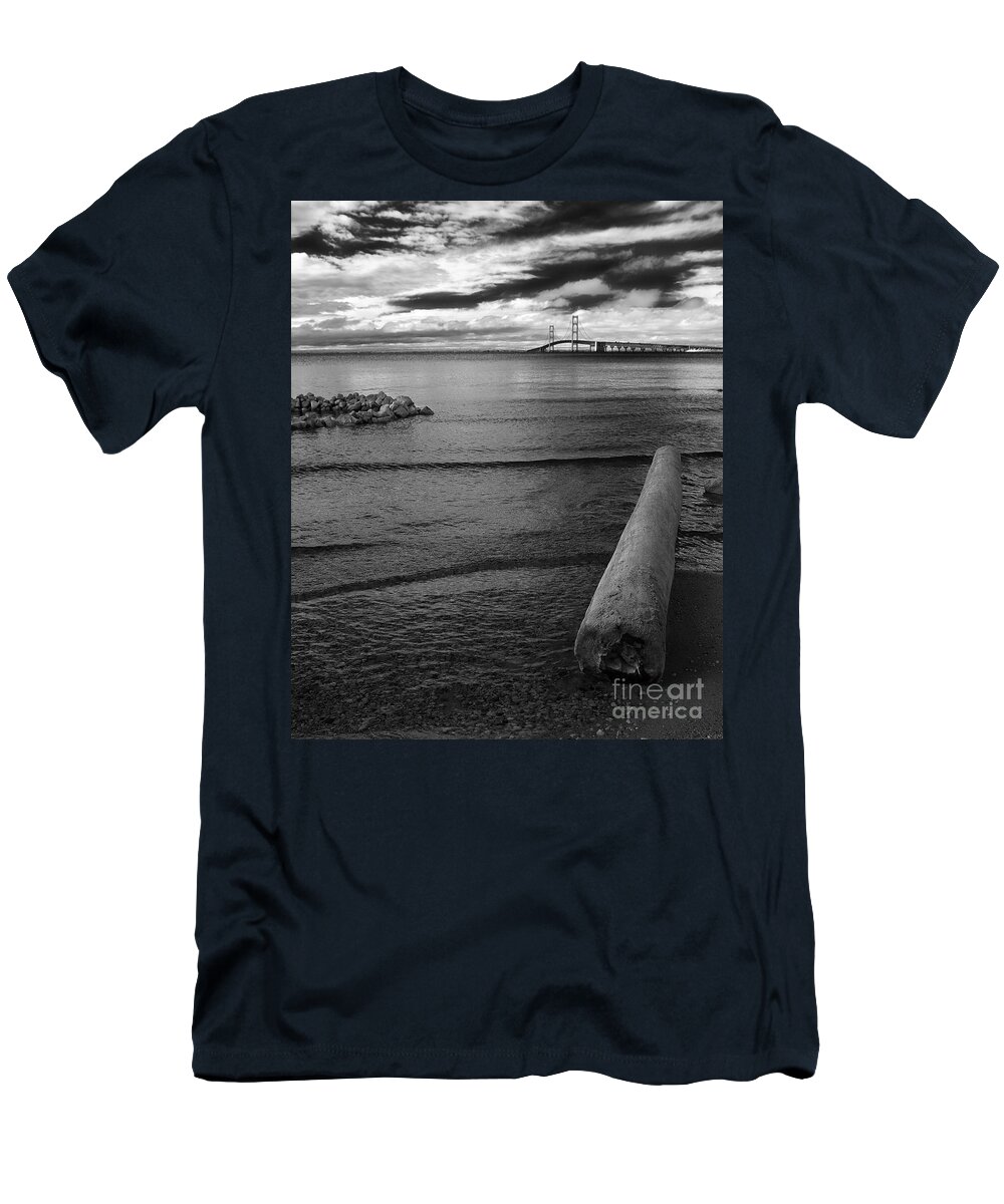 Mackinac T-Shirt featuring the photograph Mackinac Bridge - Infrared 01 by Larry Carr