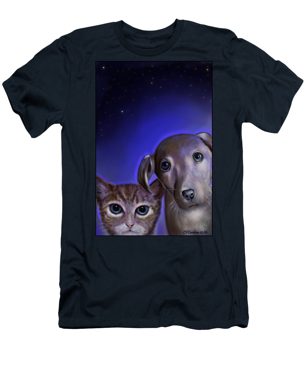 Animal Art T-Shirt featuring the painting Unconditional Love #2 by Carmen Cordova
