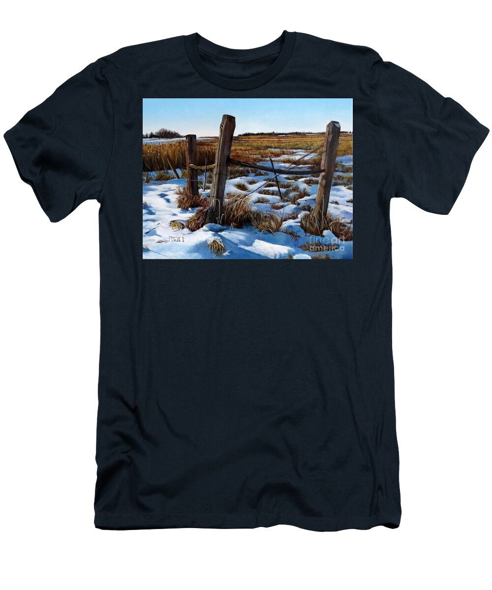 Posts T-Shirt featuring the painting 3 Old Posts 2 by Marilyn McNish