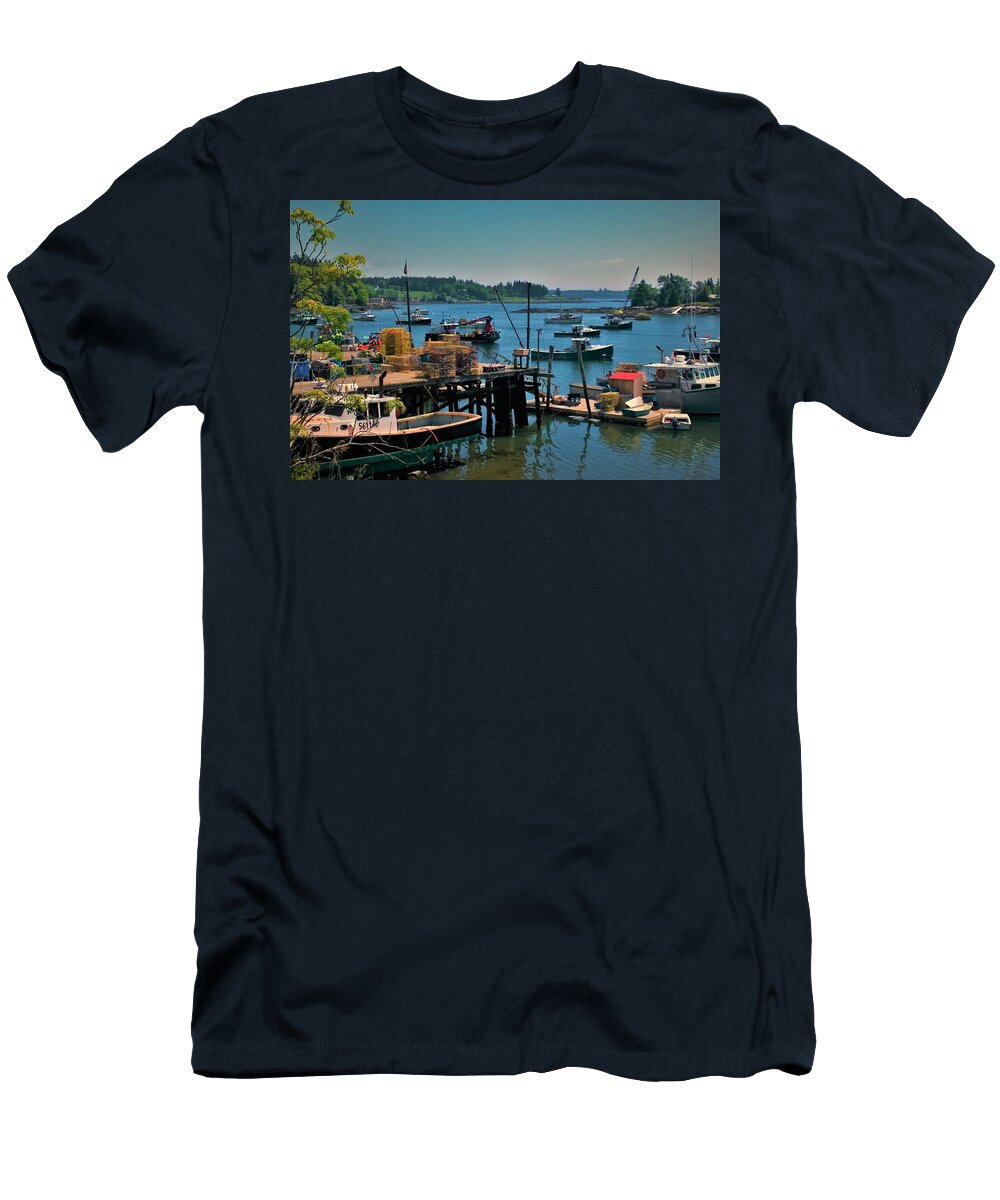 Fishing Boats T-Shirt featuring the photograph Booth Bay #4 by Lisa Dunn