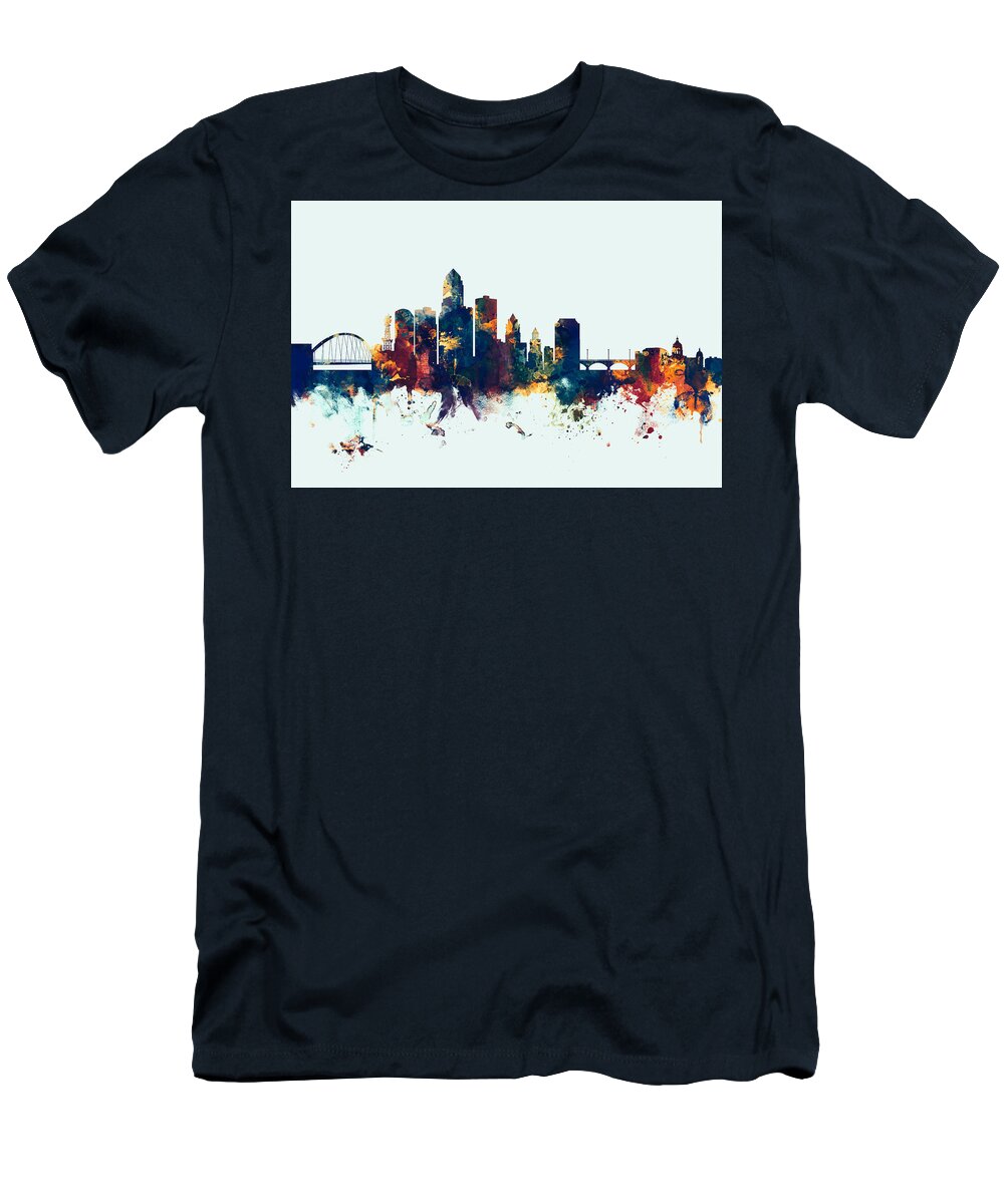 United States T-Shirt featuring the digital art Des Moines Iowa Skyline #4 by Michael Tompsett