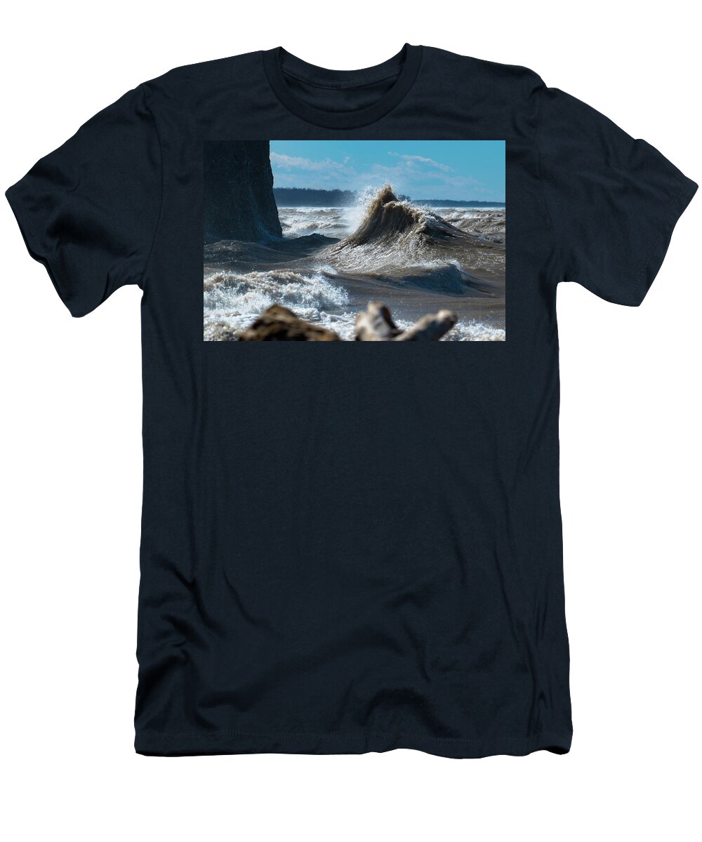 Lake T-Shirt featuring the photograph Lake Erie Waves #41 by Dave Niedbala