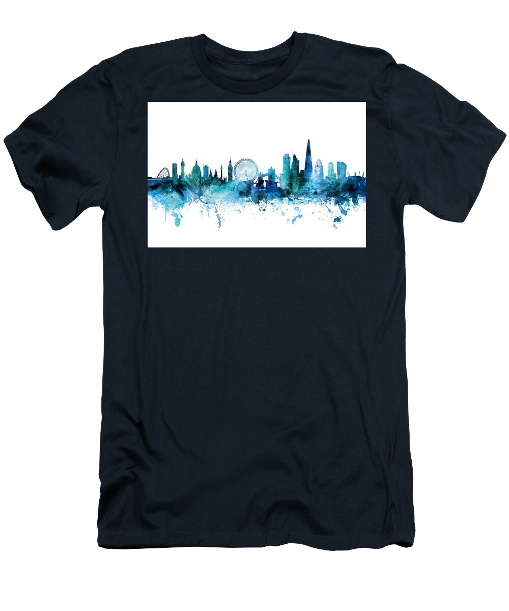 London T-Shirt featuring the digital art London England Skyline #42 by Michael Tompsett