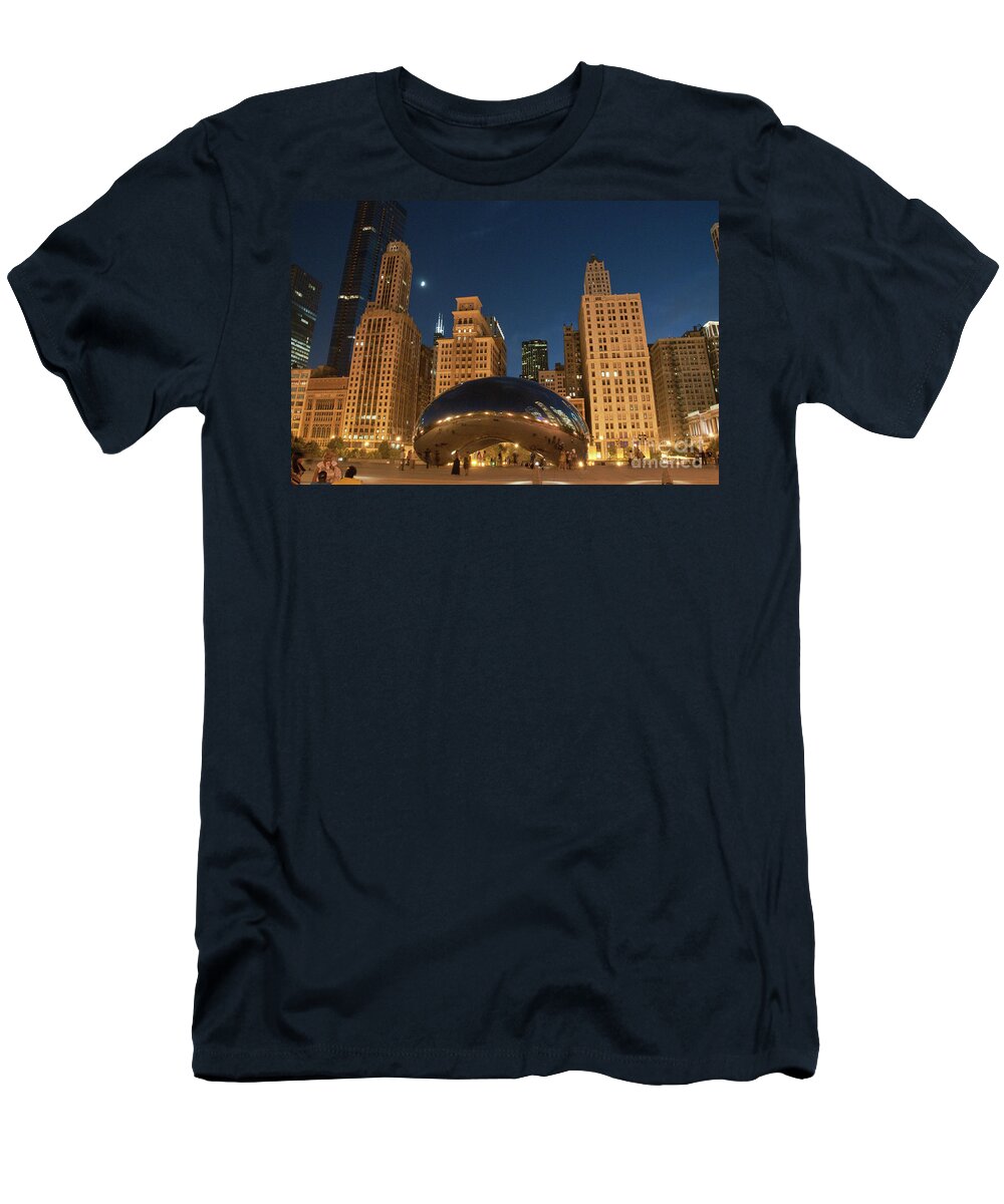 Anish Kapoor T-Shirt featuring the photograph A View from Millenium Park at Night by David Levin