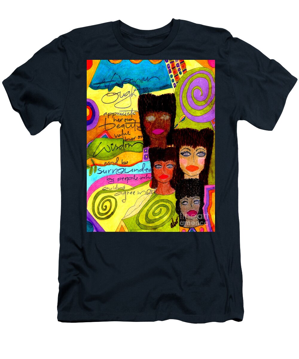 Media T-Shirt featuring the mixed media A Woman Oughta Know... by Angela L Walker