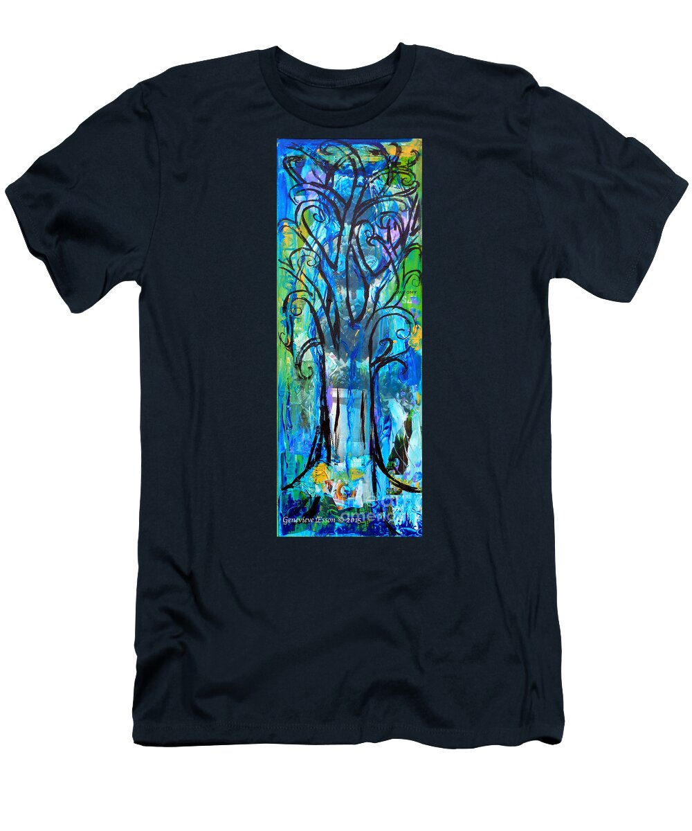 Absolution T-Shirt featuring the painting Abstract Tree In Spring by Genevieve Esson