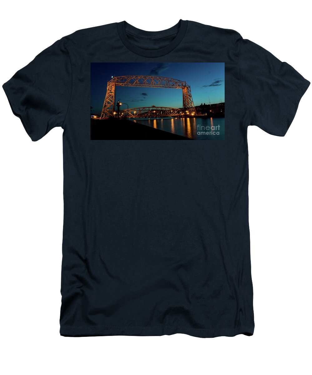 Lake T-Shirt featuring the photograph Aerial Lift Bridge by Deborah Klubertanz