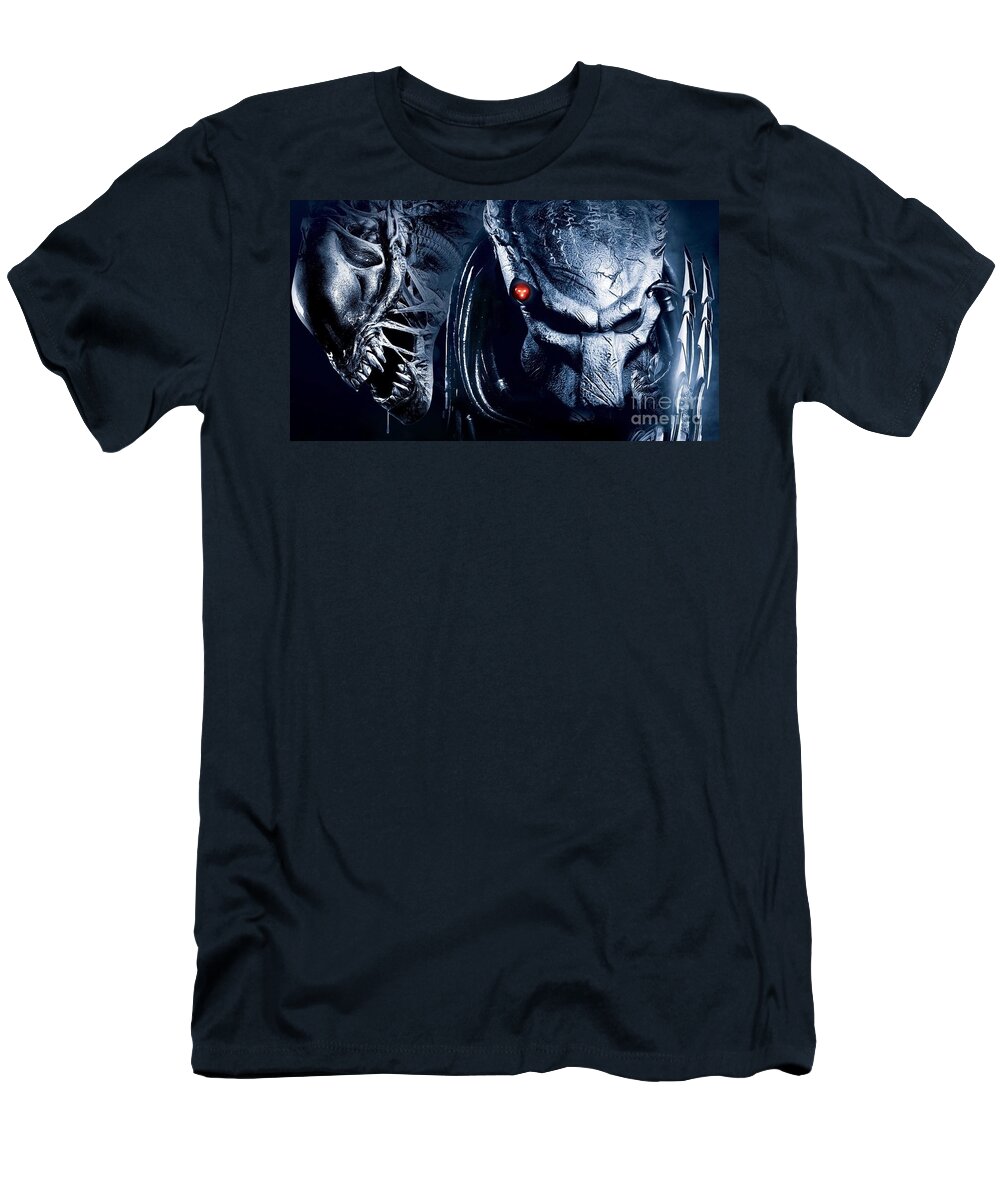 Alien T-Shirt featuring the painting Alien vs Predator by Jonas Luis