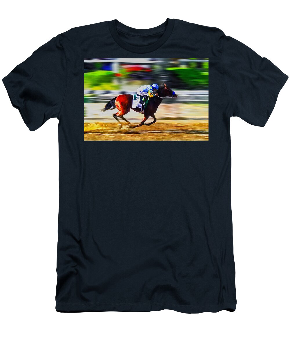 American T-Shirt featuring the painting American Pharoah by Rick Mosher