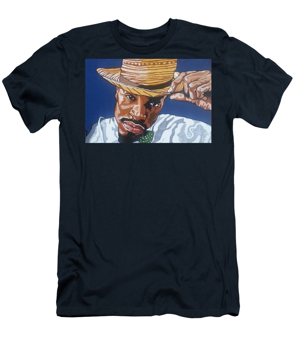 Andre 3000 T-Shirt featuring the painting Andre Benjamin by Rachel Natalie Rawlins