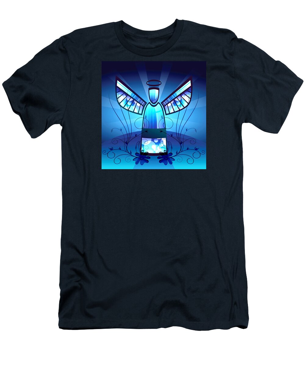 Angel Glass T-Shirt featuring the digital art Angel Glass by Georgiana Romanovna