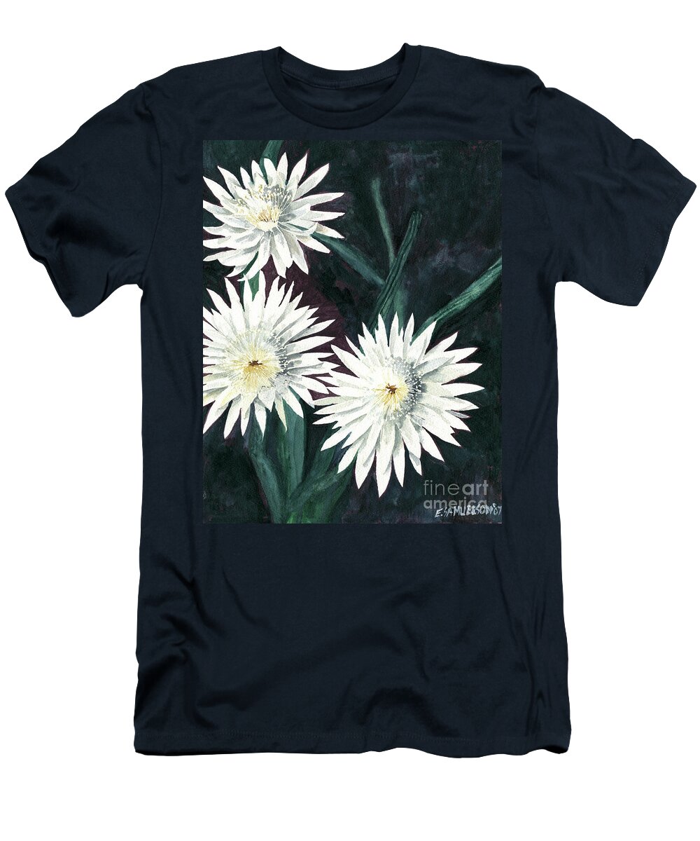Cactus T-Shirt featuring the painting Arizona Queen of the Night by Eric Samuelson