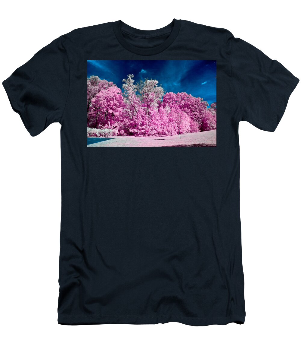 Infrared T-Shirt featuring the photograph Autumn Trees in Infrared by Louis Dallara