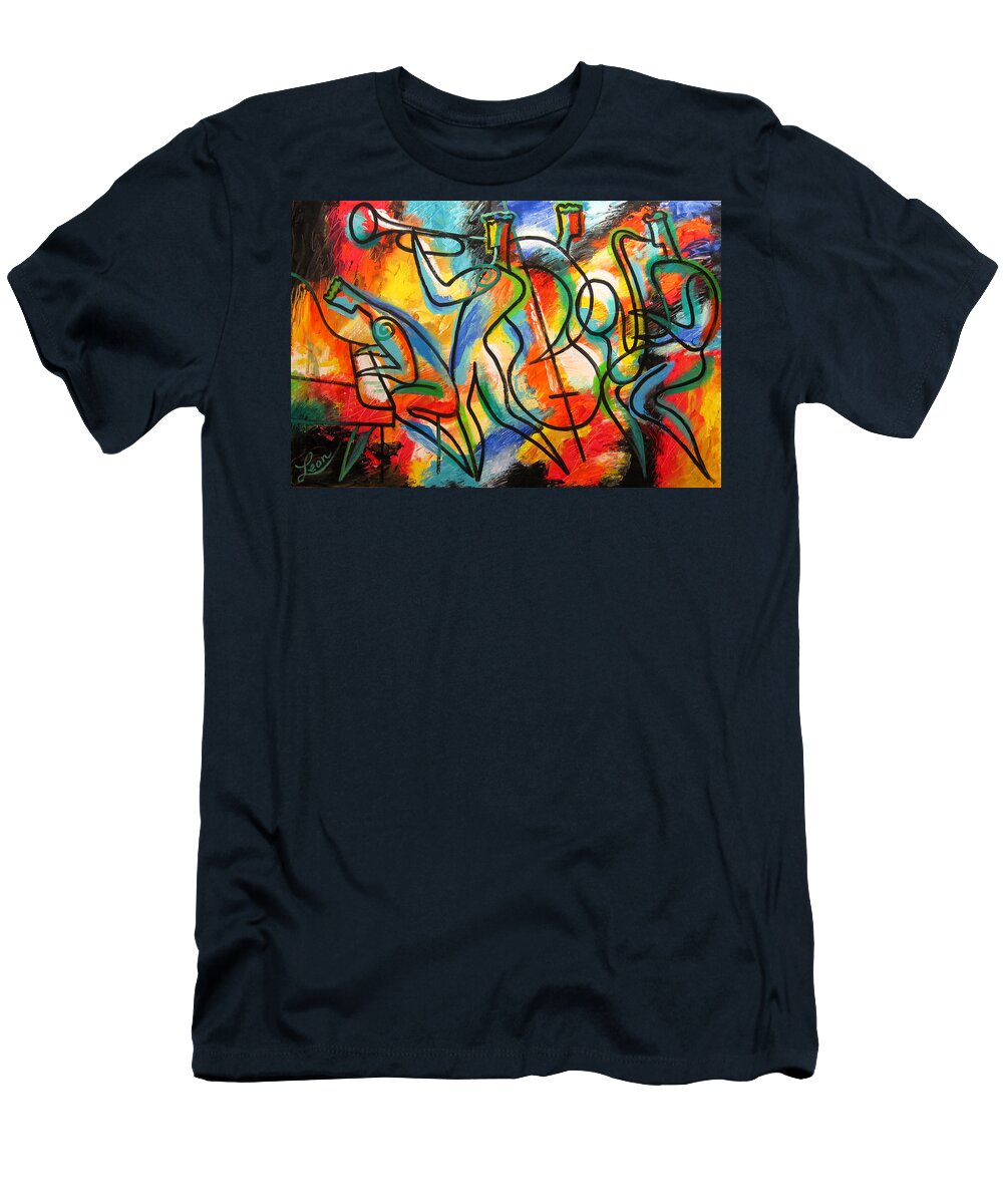 West Coast Jazz T-Shirt featuring the painting Avant-garde Jazz by Leon Zernitsky