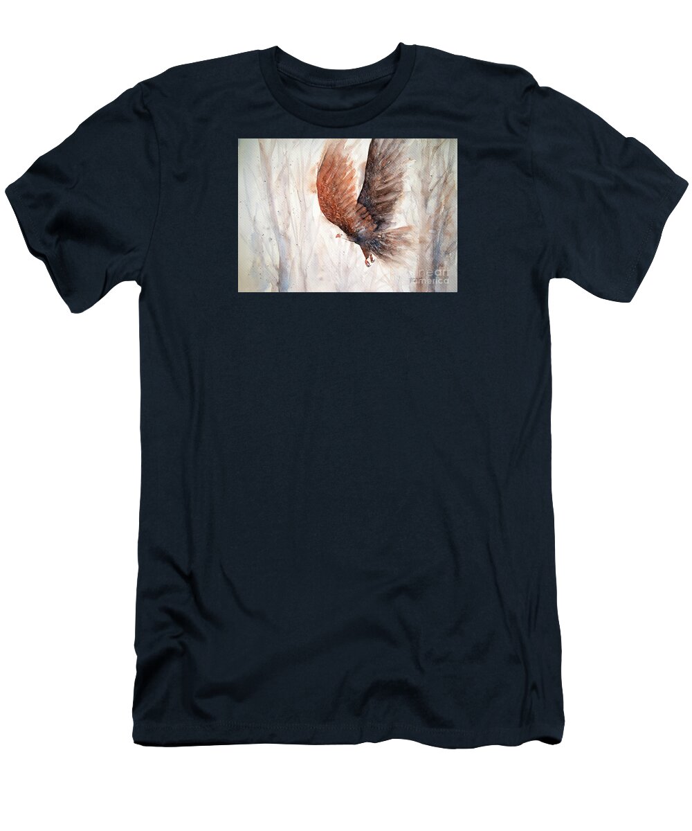 Bald Eagle T-Shirt featuring the painting Bald Eagle in Flight by Rebecca Davis