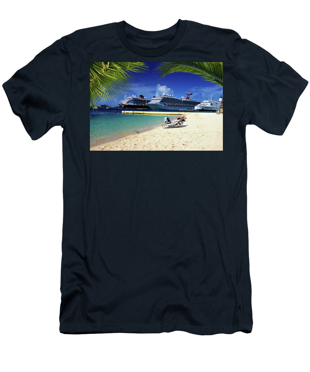 Palm T-Shirt featuring the photograph Beach at Nassau Harbor by Hugh Smith