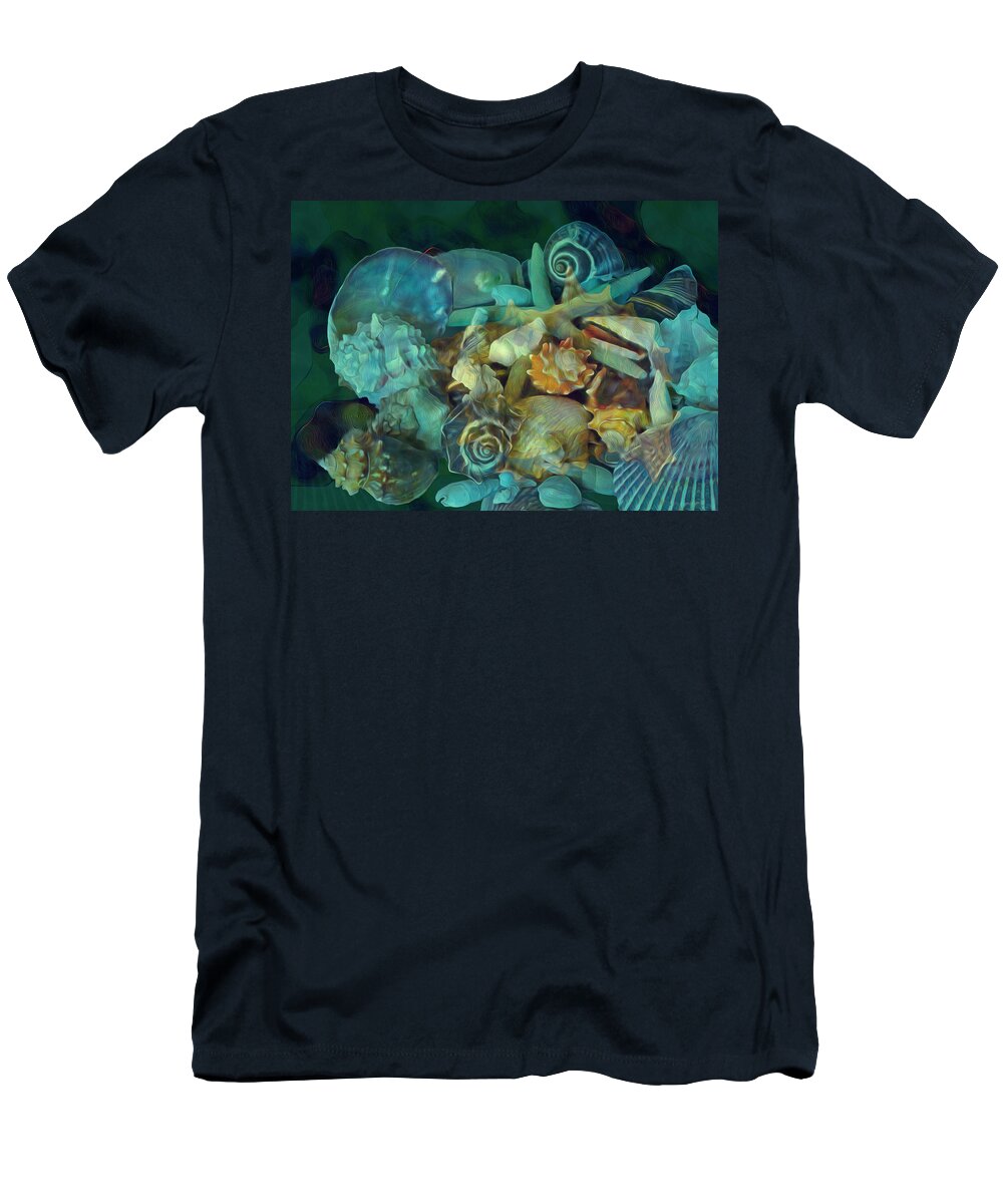 Shells T-Shirt featuring the mixed media Beach Beauty 10 by Lynda Lehmann