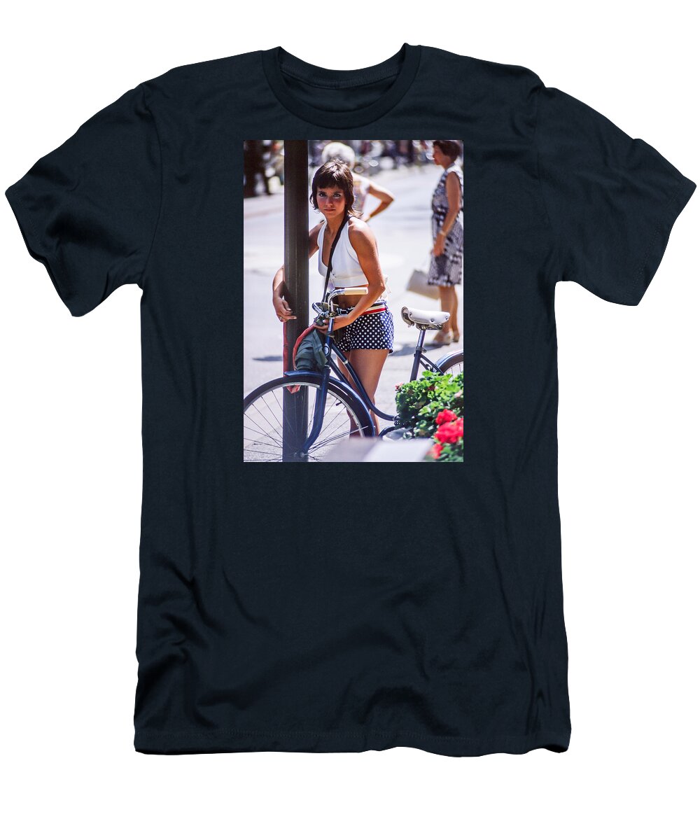 Downtown_printed T-Shirt featuring the photograph Bird Girl by Mike Evangelist