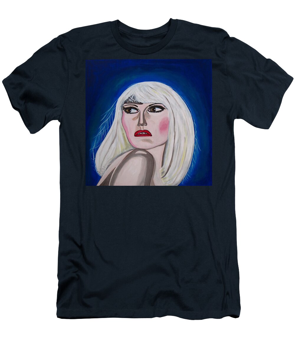 Portrait Paintings T-Shirt featuring the painting Blonde by Sandra Marie Adams