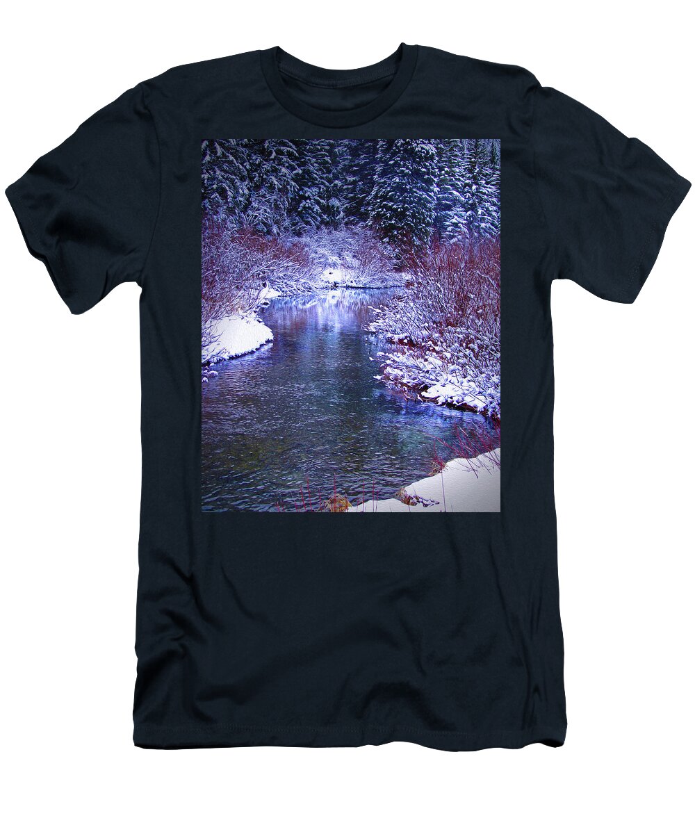 Snow T-Shirt featuring the digital art Blue Winter by Vicki Lea Eggen