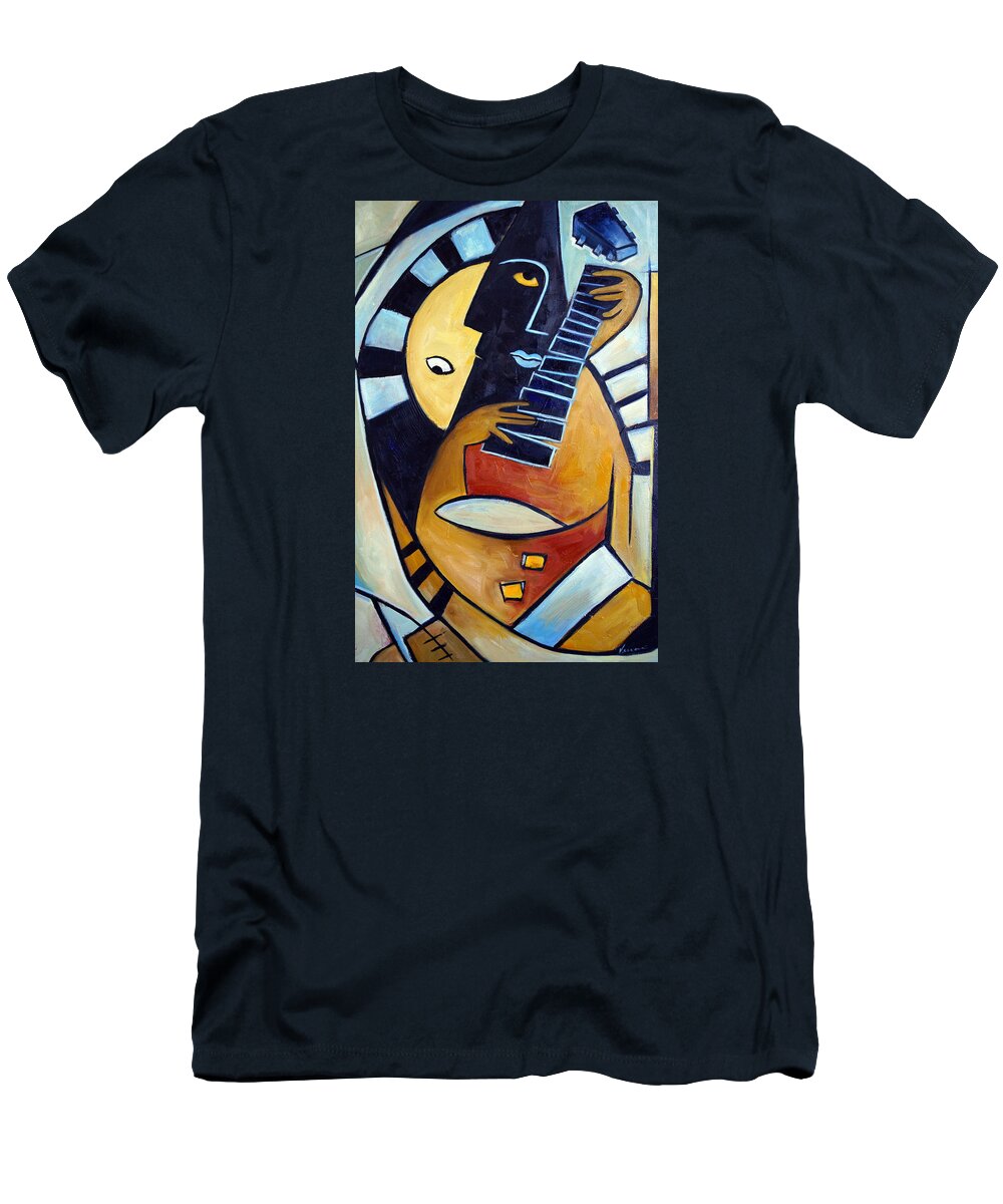 Oil T-Shirt featuring the painting Blues Guitar by Valerie Vescovi