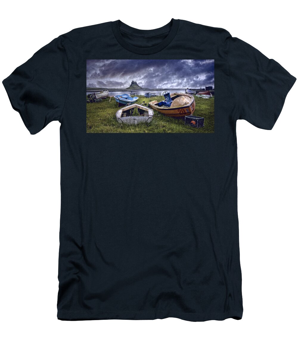Lindisfarne T-Shirt featuring the photograph Boats at Lindisfarne by Brian Tarr