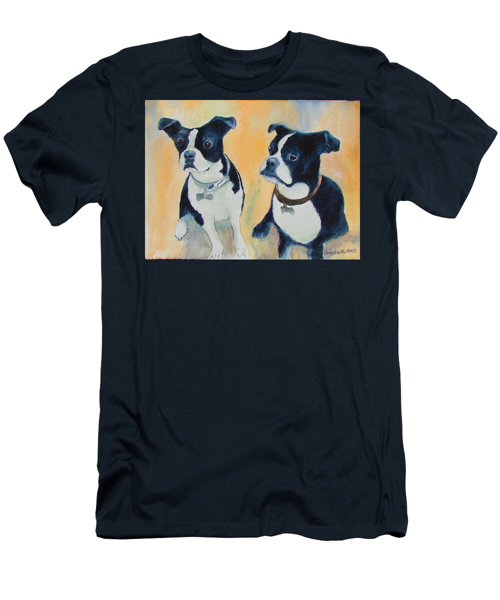 Bull Dogs T-Shirt featuring the painting Brothers by Bobby Walters