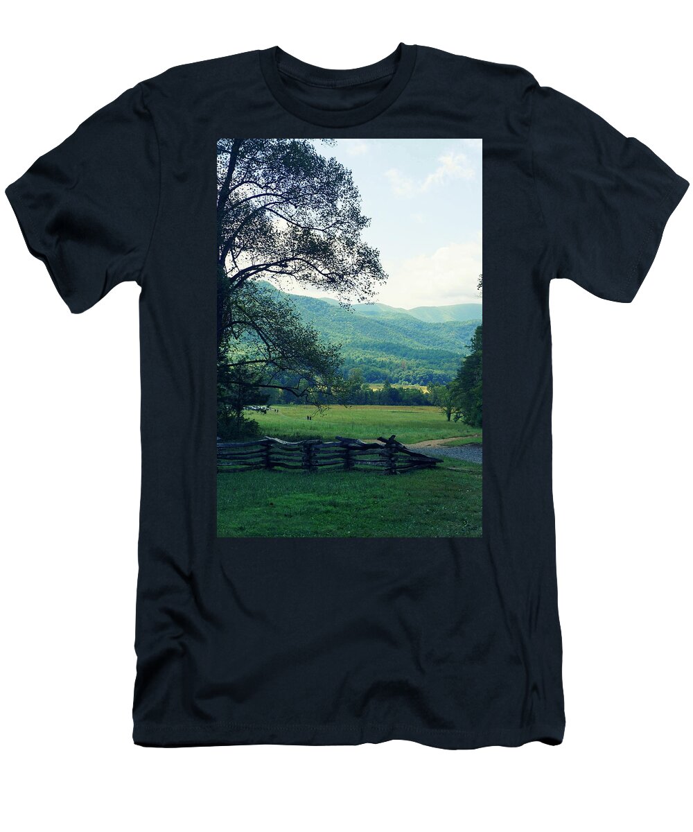 Cades Cove T-Shirt featuring the photograph Cades Cabin View by Laurie Perry