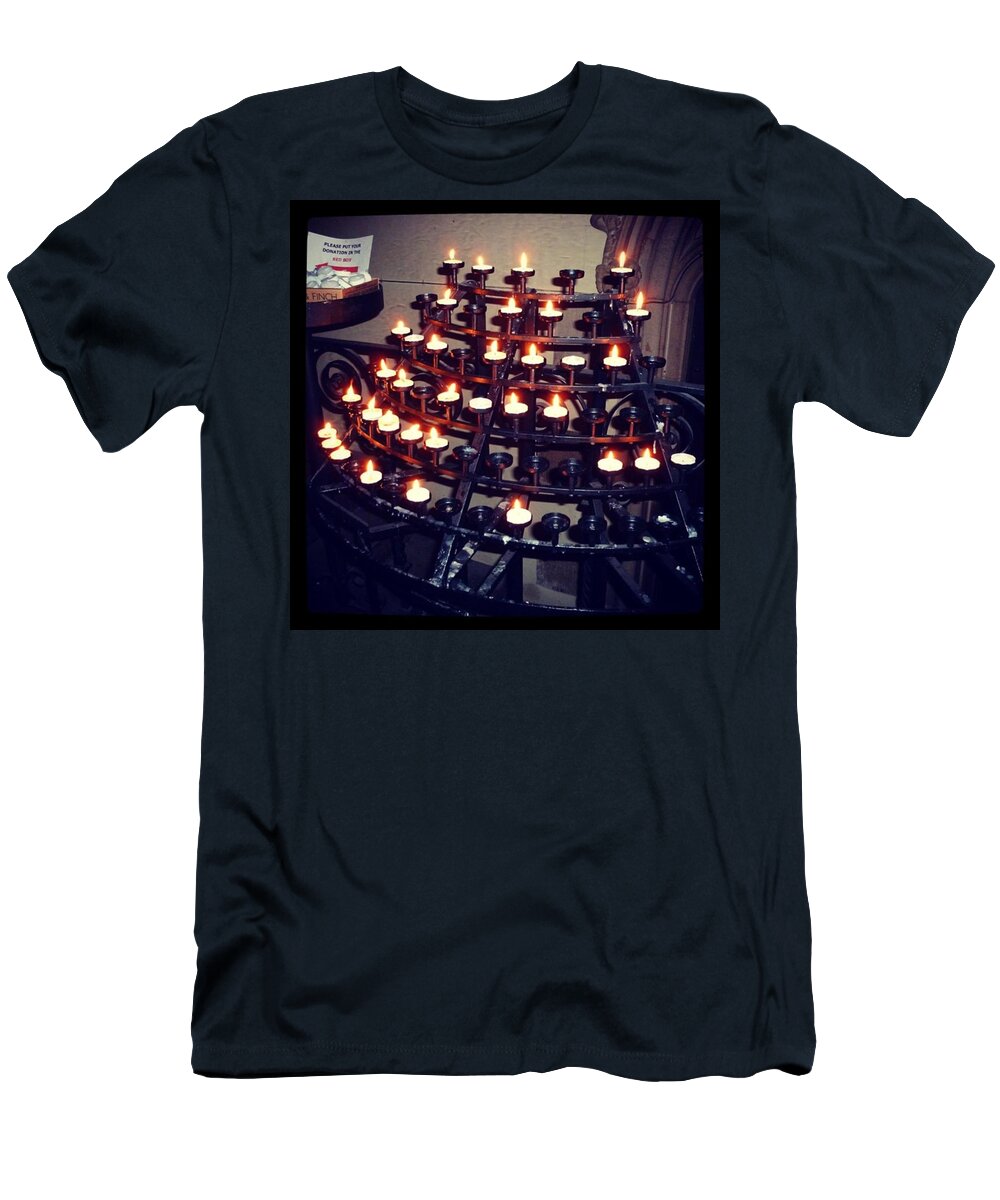 Candles T-Shirt featuring the photograph #candles by Clare Hardy