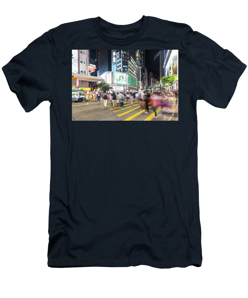 China T-Shirt featuring the photograph Causeway Bay rush in Hong KOng by Didier Marti