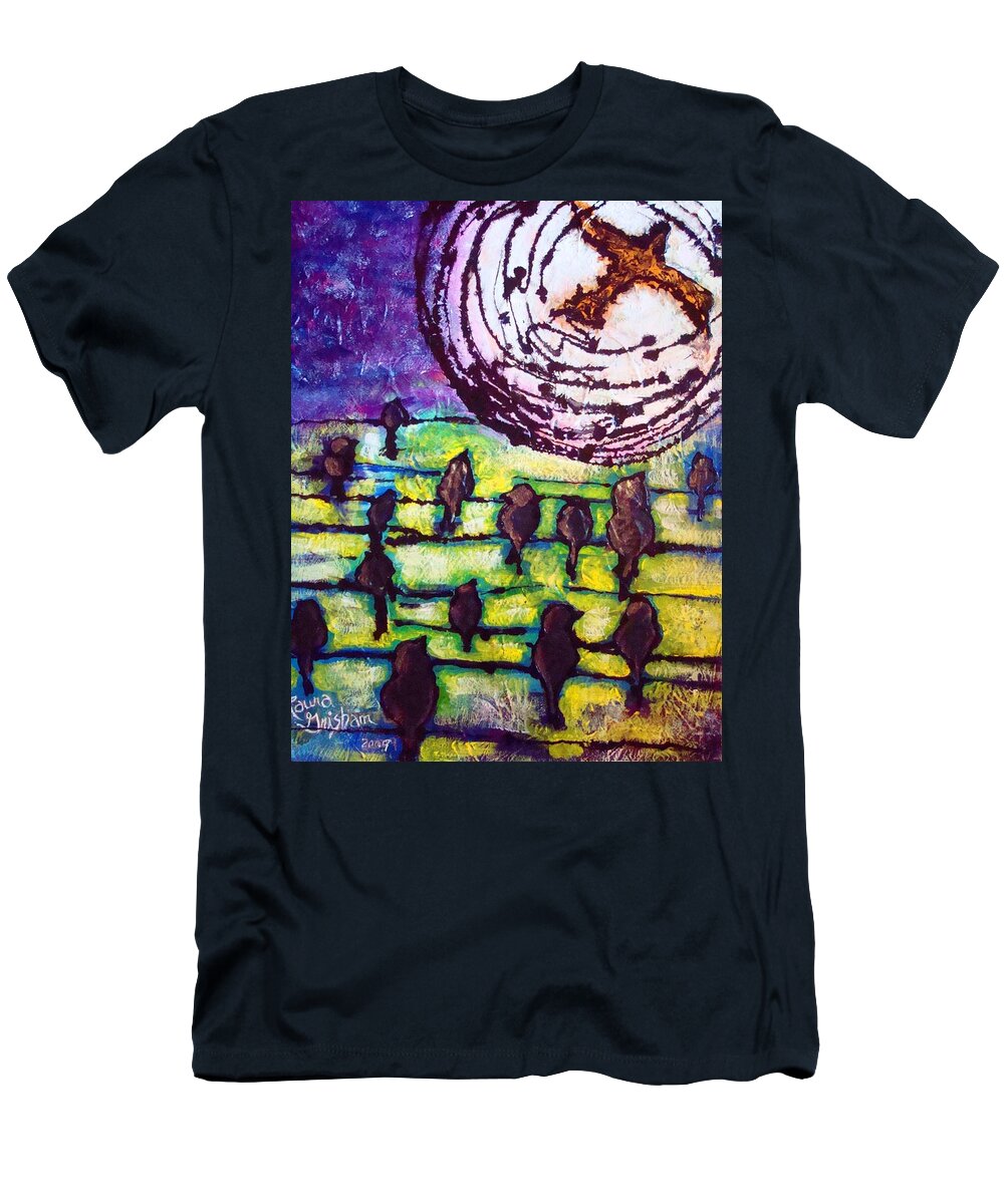 Birds T-Shirt featuring the painting Cherokee Father Fly Away Home by Laura Grisham