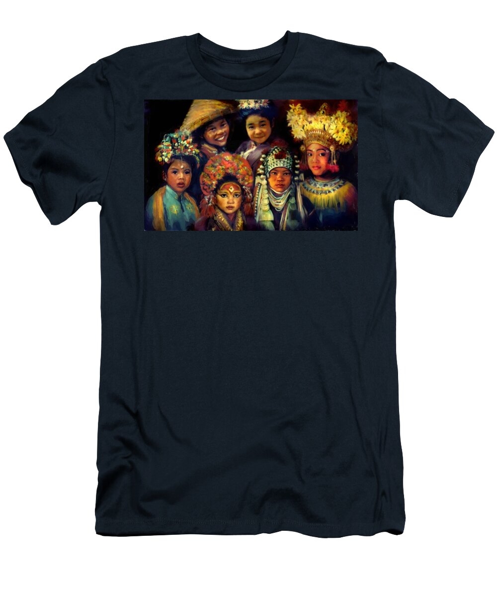 Children T-Shirt featuring the painting Children of Asia by Jean Hildebrant