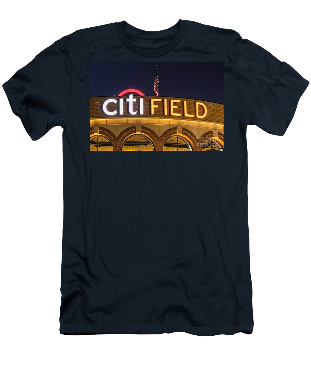 Arena T-Shirt featuring the photograph CitiFIELD Sign by Jerry Fornarotto