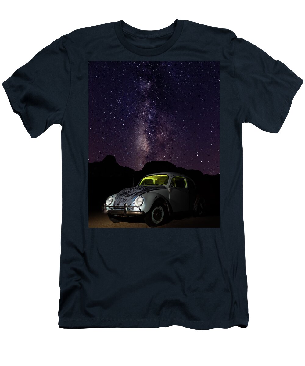 Classic Car T-Shirt featuring the photograph Classic VW Bug Under the Milky Way by James Sage