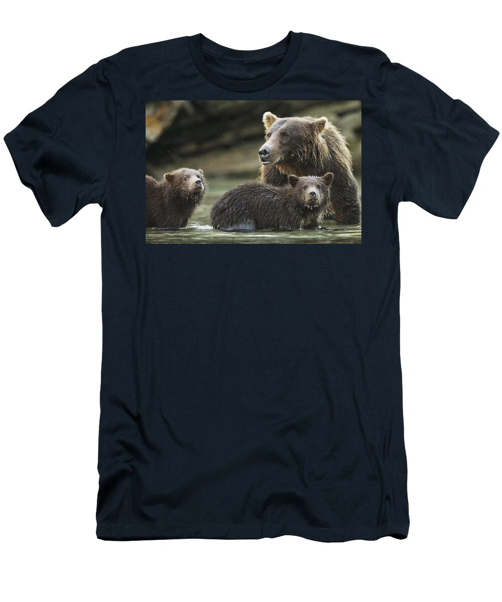 Alaska T-Shirt featuring the photograph Coastal Brown Bear Spring Cubs Ursus by Paul Souders