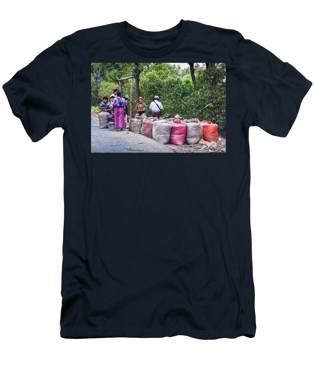 Guatemala T-Shirt featuring the photograph Coffee pickers in Guatemala by Tatiana Travelways