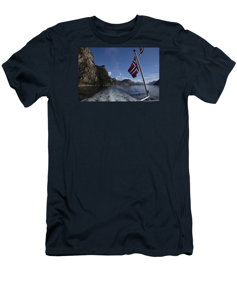 Lighthouse T-Shirt featuring the photograph Colors of Norway by Lucinda Walter