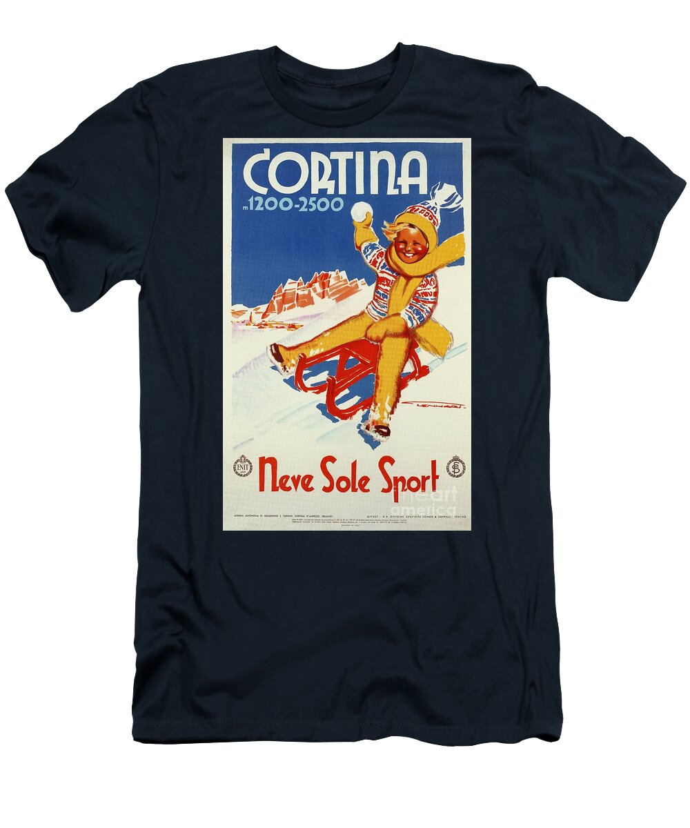 Vintage T-Shirt featuring the digital art Cortina snow sun winter sport by Heidi De Leeuw