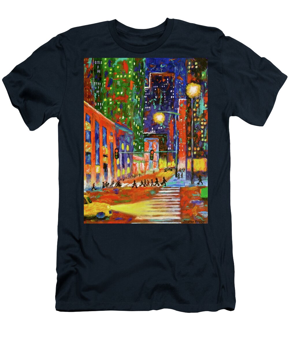 Chicago T-Shirt featuring the painting Crosswalk by J Loren Reedy