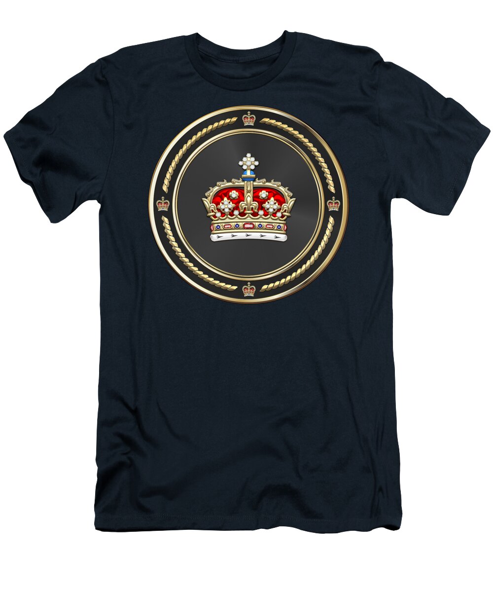 'royal Collection' By Serge Averbukh T-Shirt featuring the digital art Crown of Scotland over Blue Velvet by Serge Averbukh
