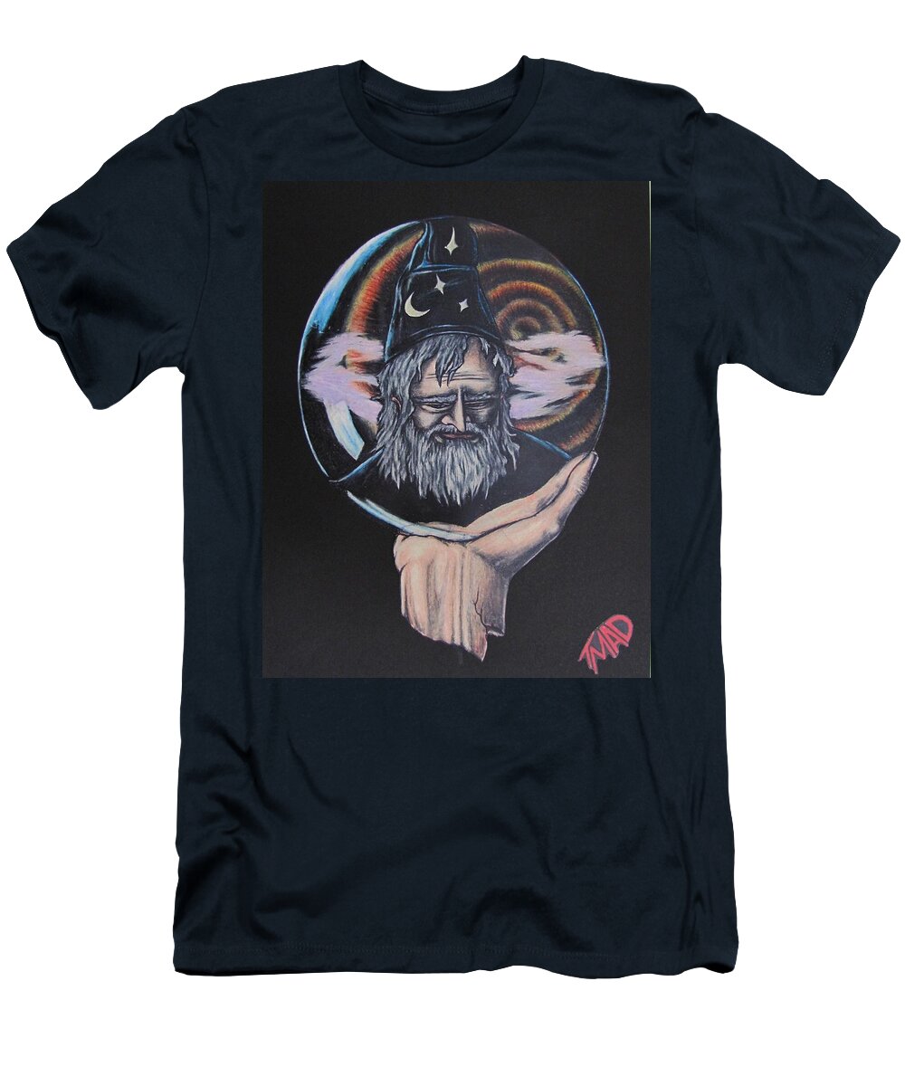 Michael Finney T-Shirt featuring the drawing Crystal Wizard by Michael TMAD Finney