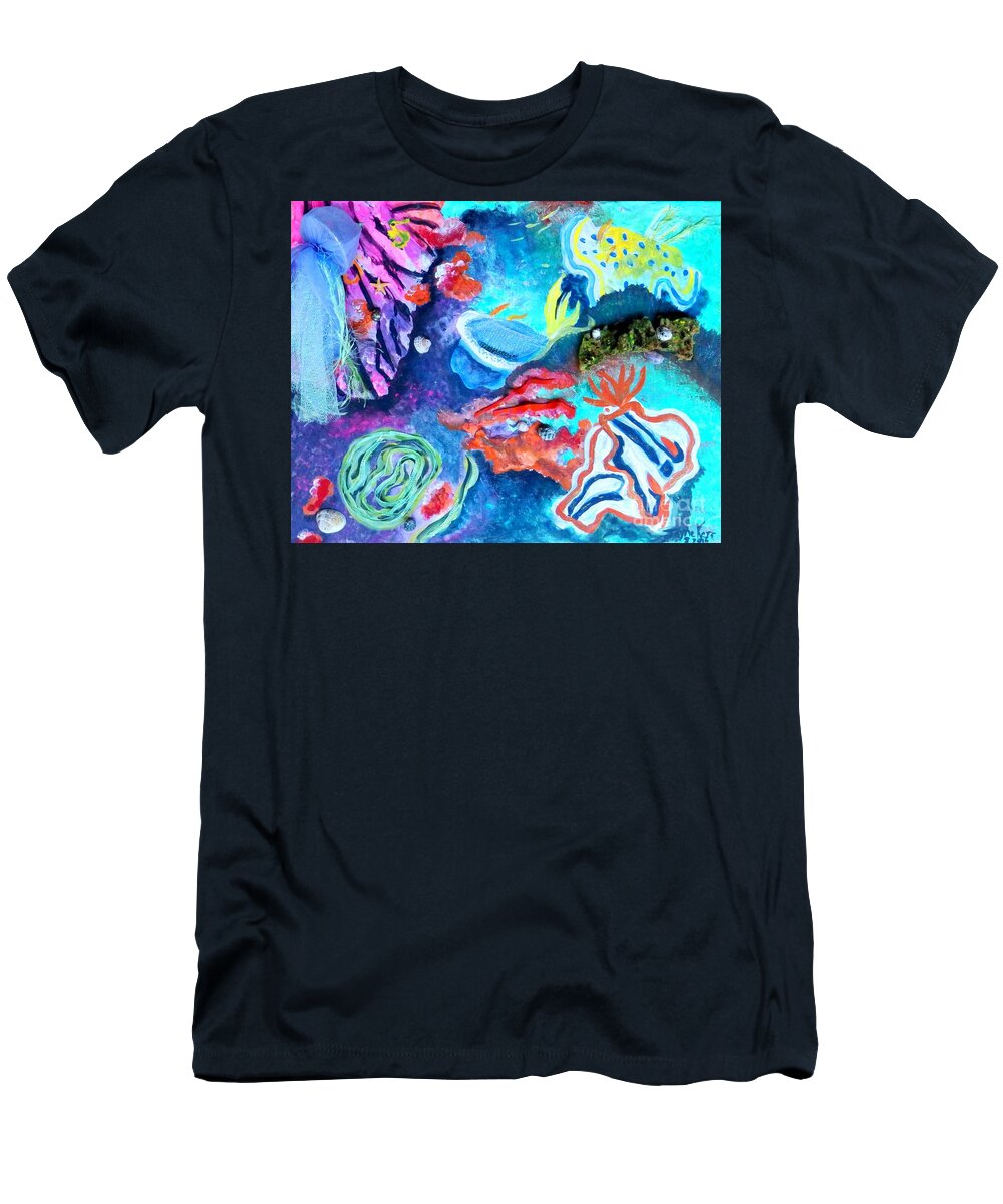 Nudibranch T-Shirt featuring the painting Deep Sea Nudibranch by Jayne Kerr